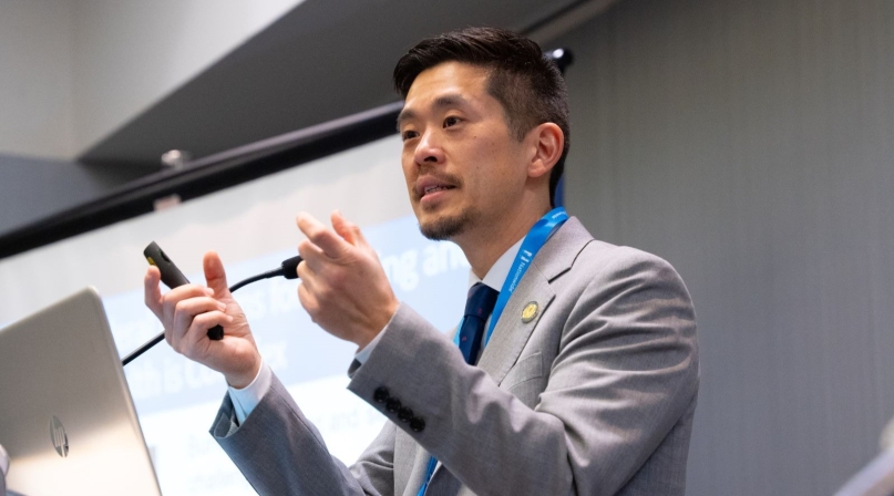 Richard Cho, U.S. Department of Housing and Urban Development, senior advisor for housing and services, speaks Saturday to members of the Health Policy Steering Committee at the NACo Legislative Conference. Photo by Leon Lawrence III