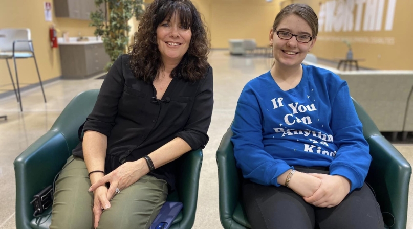 (L-r): Lynn Carey and Maggie Purvis meet after becoming pen pal friends.