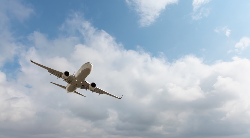 Airplane in clouds