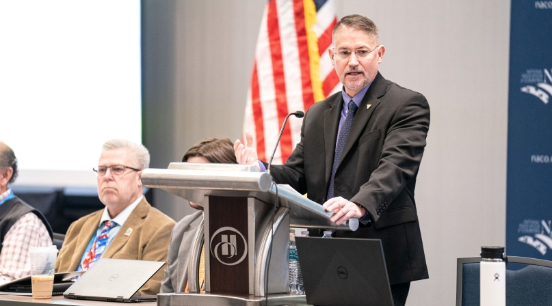 Bureau of Land Management Acting Director John Raby speaks to the WIR Board of Directors during the 2025 NACo Legislative Conference in March. He addressed a workshop remotely during the 2025 WIR Conference in Pennington County, S.D. in May. Photo by Denny Henry