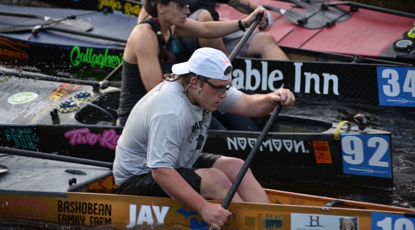 Competitors launch into the AuSable River Canoe Marathon, which has attracted crowds to Crawford County, Mich. since 1947. Photo by John Garrod