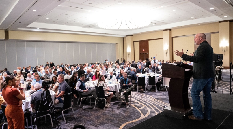 NACo President James Gore addresses the First-Time Attendee Breakfast July 11 at the NACo Annual Conference at the Philadelphia Convention Center. Photo by Denny Henry