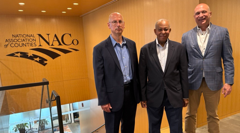 Dave Lucas, director of finance and intergovernmental affairs at the New York State Association of Counties (NYSAC), Westchester County, N.Y.; Ben Boykin, a Westchester County, N.Y. legislator and NYSAC president and NYSAC Executive Director Stephen Acquario were among the county officials who met with lawmakers June 24.