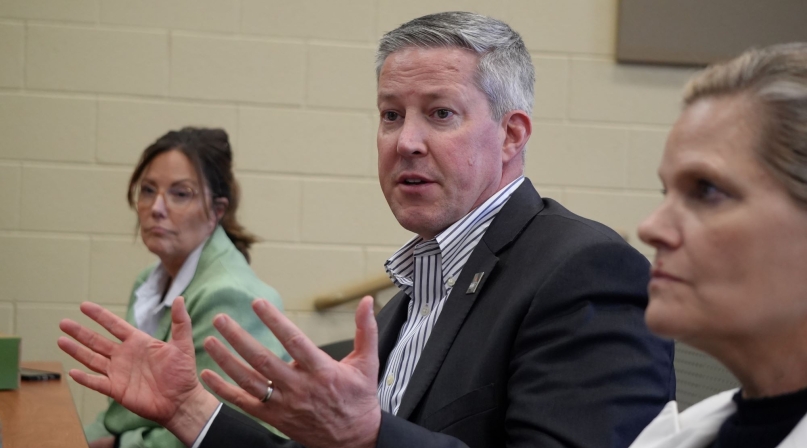 Roane County, Tenn. Mayor Wade Creswell describes his county's infrastructure support for nuclear workforce development. Photo by Charlie Ban