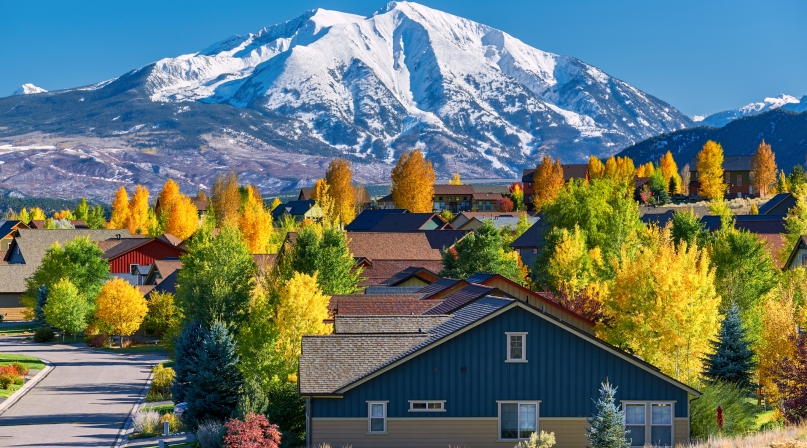 Residential neighborhood in Colorado at autumn