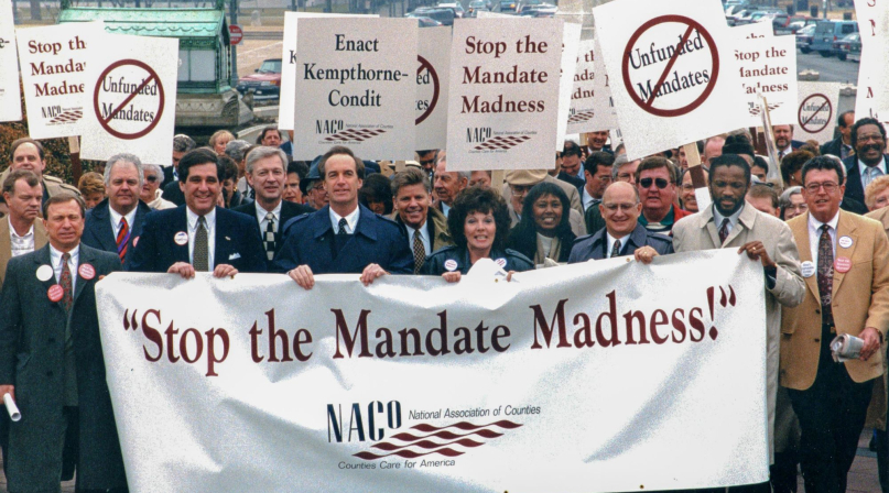 The 1990s brought a new opponent into view for counties: Unfunded mandates. President George H.W. Bush decried them during his 1992 State of the Union address. Photo by David Hathcox
