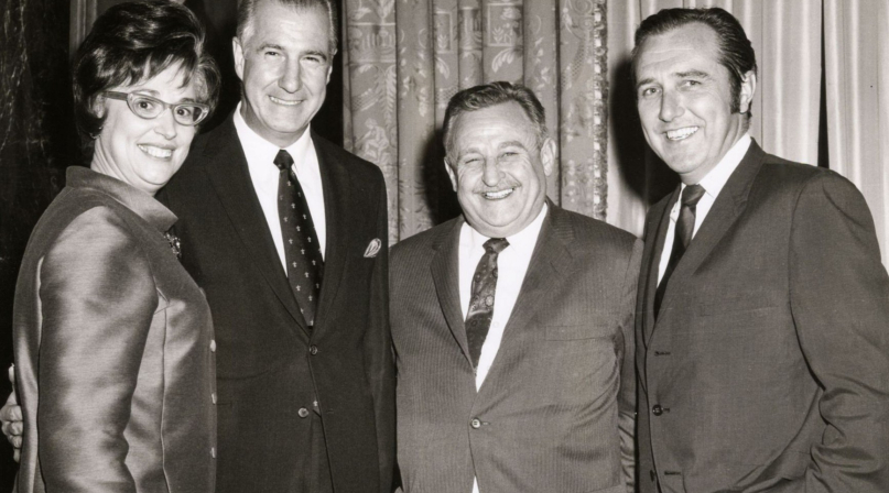 Prince George’s County, Md. Councilmember Gladys Spellman, King County, Wash. Councilmember Ed Munro and NACo Executive Director Bernie Hillenbrand post with Vice President Spiro Agnew (second from left), who had served as Baltimore County, Md. executive early in his career.