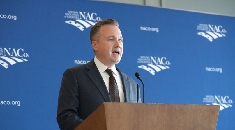 NACo President J.D. Clark delivers a “State of the Counties” address to members of the National Council of County Association Executives Jan. 14 in Washington, D.C. Photo by Charlie Ban