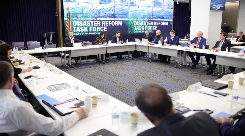 Members of the NACo Intergovernmental Disaster Reform Task Force gather to discuss how to improve mitigation, response and recovery efforts. 