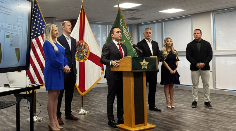 Andrae Bailey, CEO of Project Overdose, discusses the drug-tracking technology at a press conference.  Photo courtesy of Project Overdose