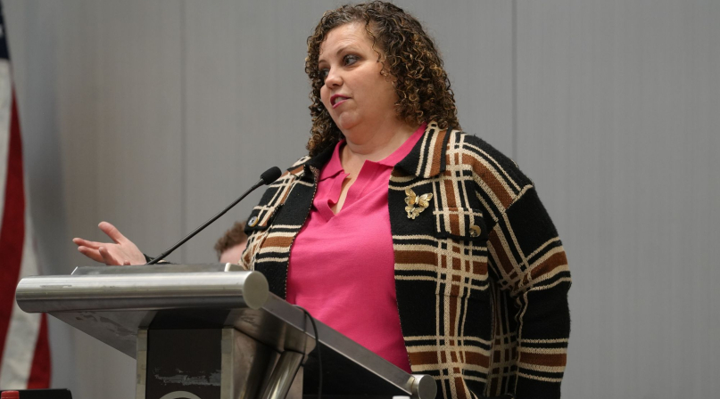 Rep. Celeste Maloy (R-Utah) shares her assessment of the appropriations process with members of the Public Lands Policy Steering Committee Feb. 21. Photo by Charlie Ban