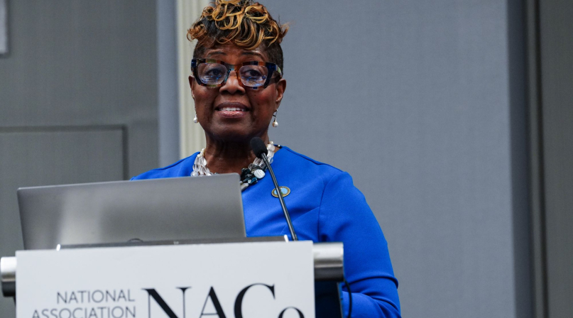 Prince William County, Va. Supervisor Andrea Bailey discusses the success of the county’s Crisis Receiving Center Feb. 21 during a meeting of the NACo Health Policy Steering Committee. Photo by Leon Lawrence III
