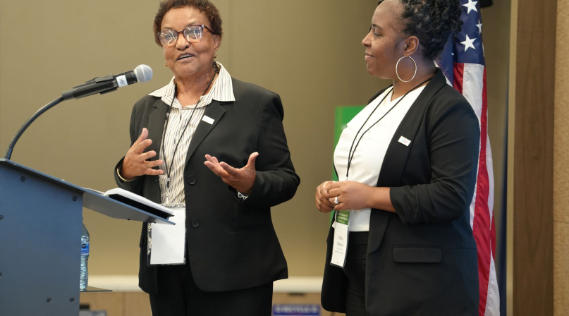 Holmes County, Miss. Supervisor Debra Mabry and County Administrator Tiffany Williams present their industrial park development plan May 27 at the Rural Leaders for Economic Mobility Capstone in Washington, D.C. Photo by Charlie Ban