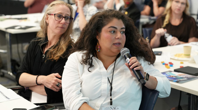 Thurston County, Wash. Commissioner Carolina Mejia answers a question during NACo’s Public Health Leadership Academy June 4 in Washington, D.C. To her right is Dr. Jen Freiheit, director of the Thurston County Public Health and Social Services Department. Photo by Charlie Ban