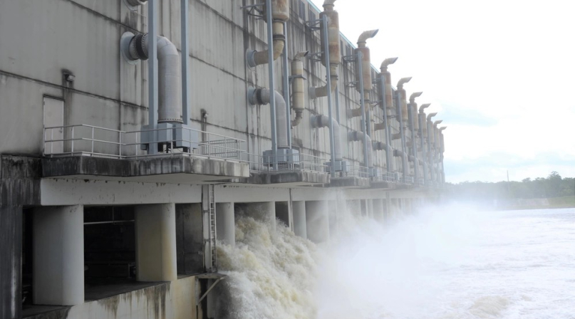 West Closure Complex in Belle Chasse, La., during a pump test. It serves as the world’s largest drainage pump station, designed to protect against storm surges. Photo by Ryan Labadens, U.S. Army Corps of Engineers