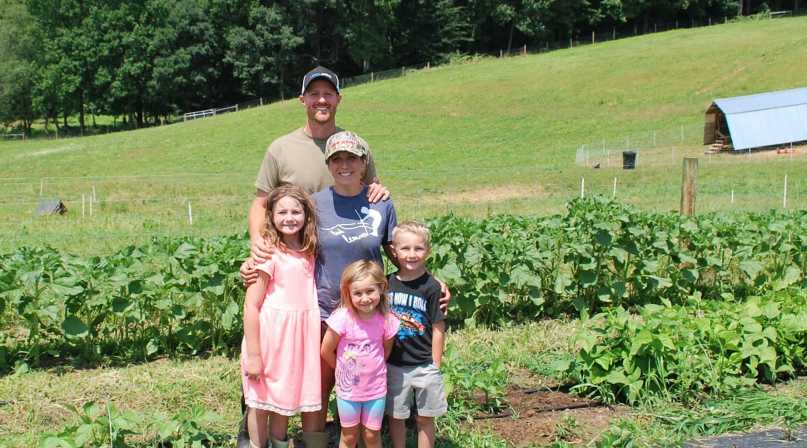 The Fahrner family, first-generation farmers, pause for a photo. They launched their business with the help of Frederick County, Md.’s Agriculture Innovation Grant Program. 
