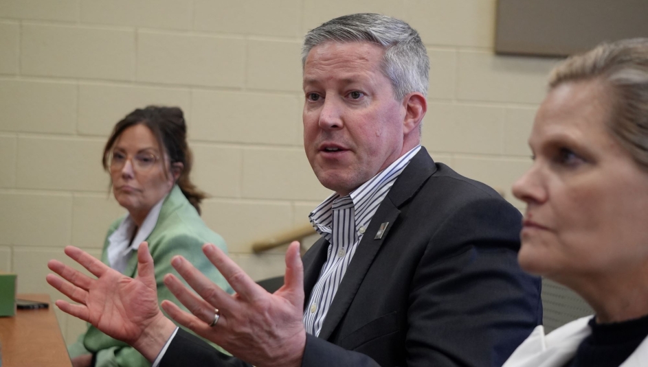 Roane County, Tenn. Mayor Wade Creswell describes his county's infrastructure support for nuclear workforce development. Photo by Charlie Ban