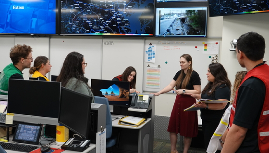A group of Howard County, Md. personnel train to triage 911 calls.