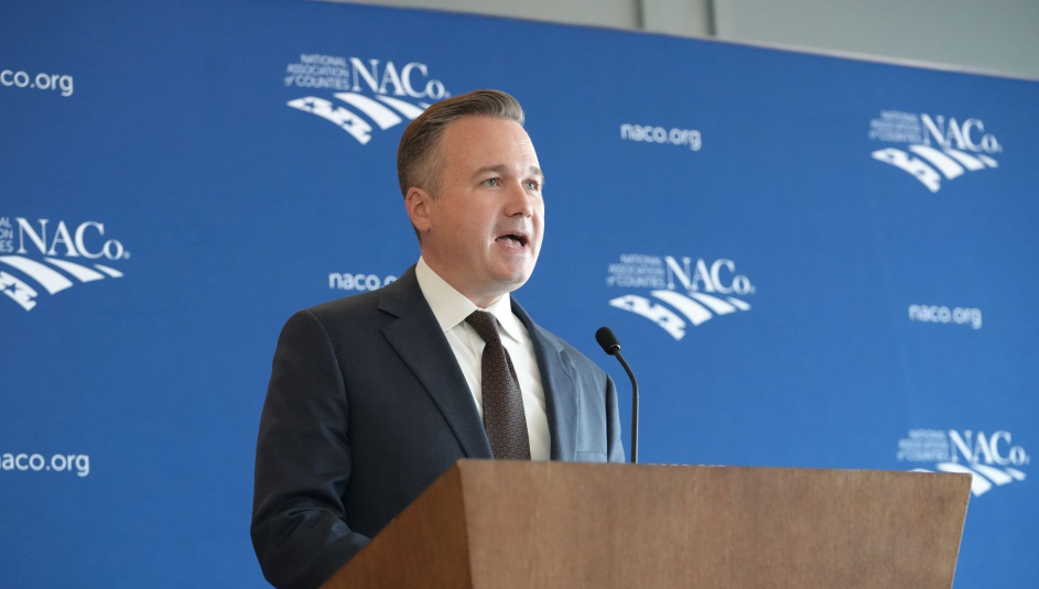 NACo President J.D. Clark delivers a “State of the Counties” address to members of the National Council of County Association Executives Jan. 14 in Washington, D.C. Photo by Charlie Ban