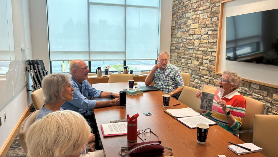 Memoir group participants exchange stories about their childhoods at a Loudoun County, Va. senior center.  Photo by Meredith Moran