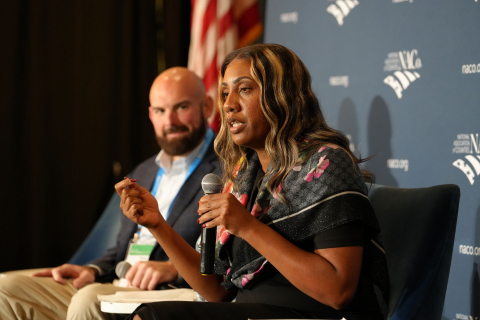 Keishaa Austin, associate principal deputy assistant secretary of the U.S. Department of Energy’s Office of Critical Minerals and Energy Innovation, details her work as Terry Wilbur looks on. 